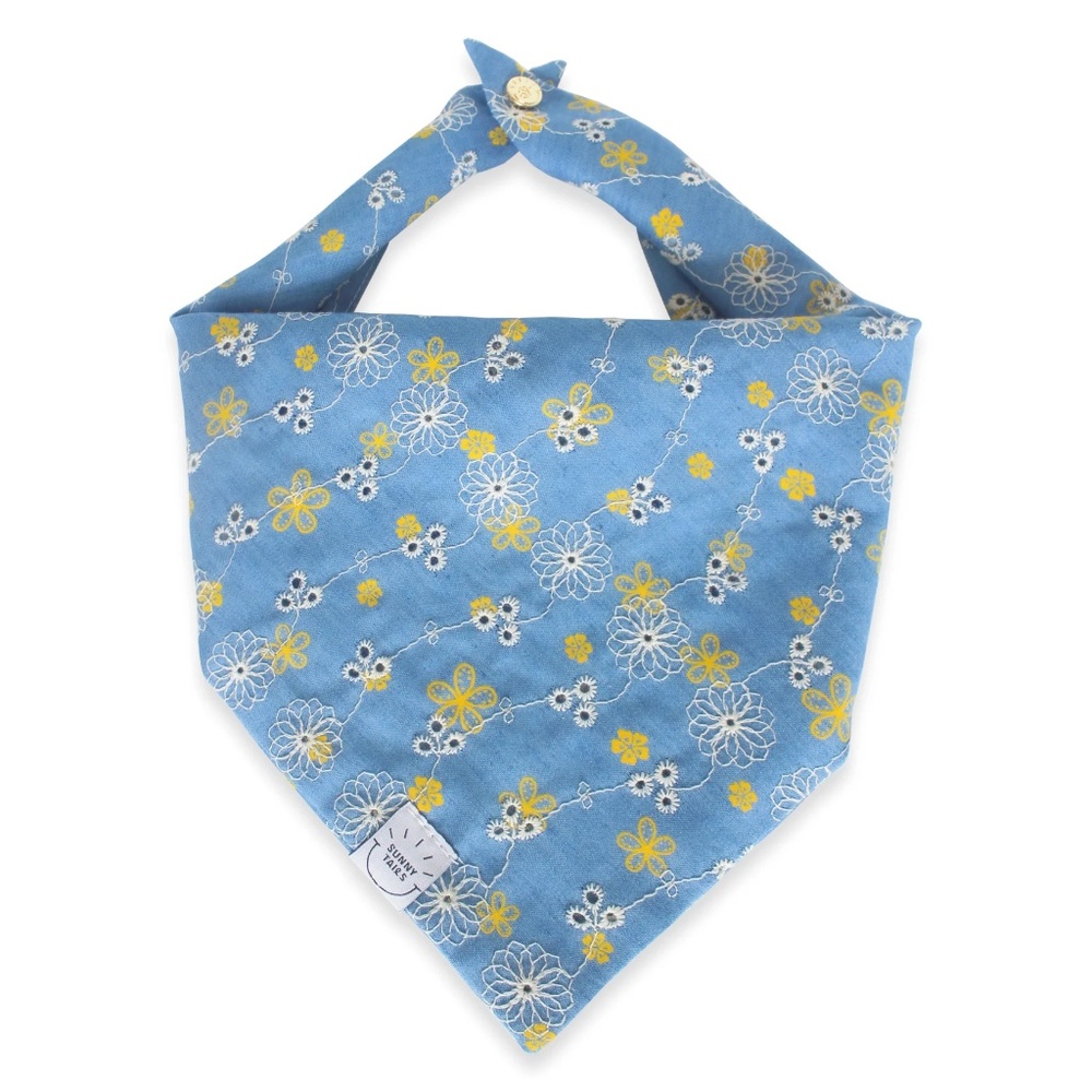 Sunny Tails Denim & Daisies Dog Bandana Scarf Medium NEW